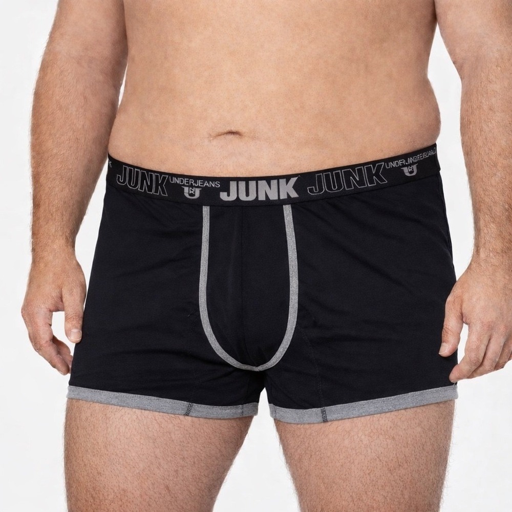 Junk Underjeans Mens Shadow Trunk Black Grey Contrast Trim Underwear 4XL NEW